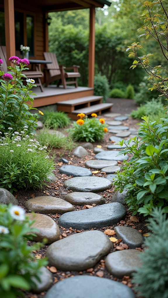 charming river rock edging