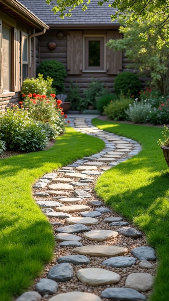 charming river rock landscaping