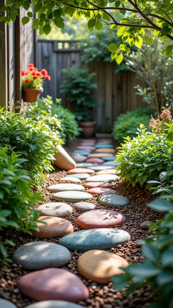 colorful river rock arrangements