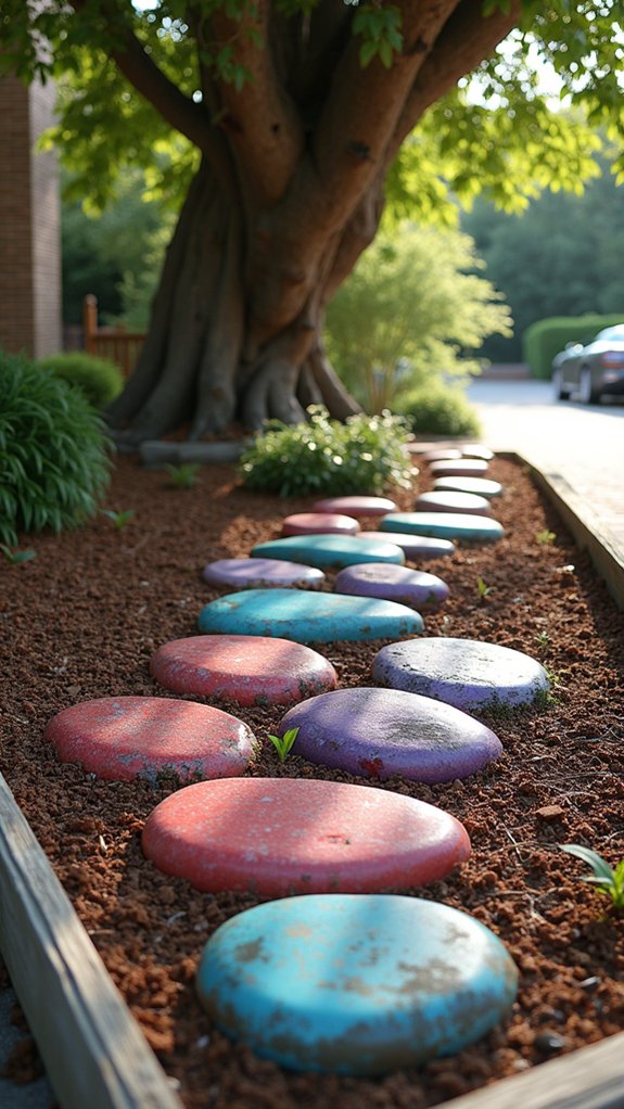 colorful river rock landscaping