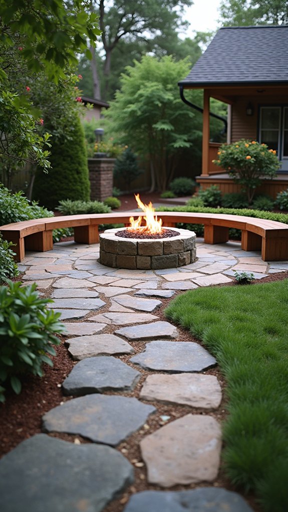 cozy river rock fire pit