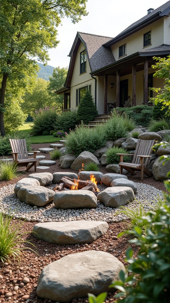 cozy river rock fire pits