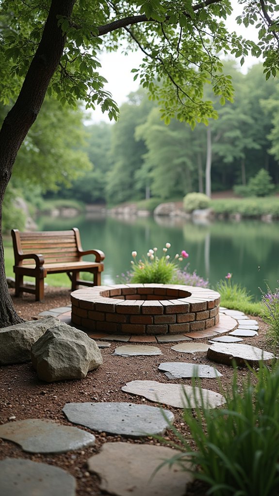 cozy river rock firepit
