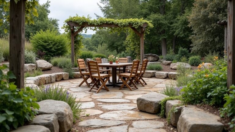 cozy river rock landscaping