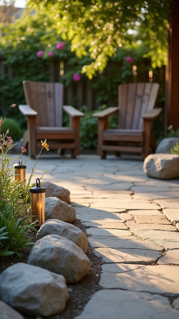 cozy river rock lighting