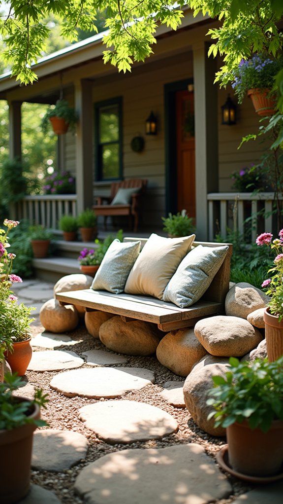 cozy river rock seating