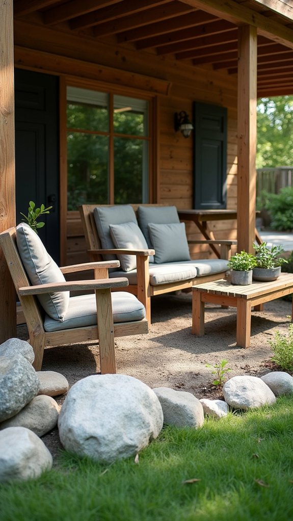 cozy river rock seating