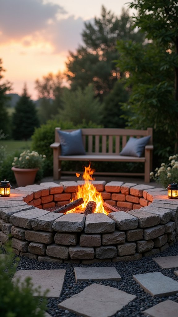 cozy river stone fire pit