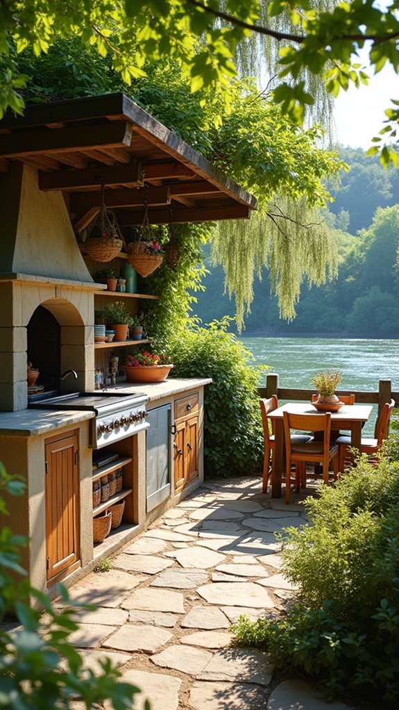 cozy rustic outdoor kitchen