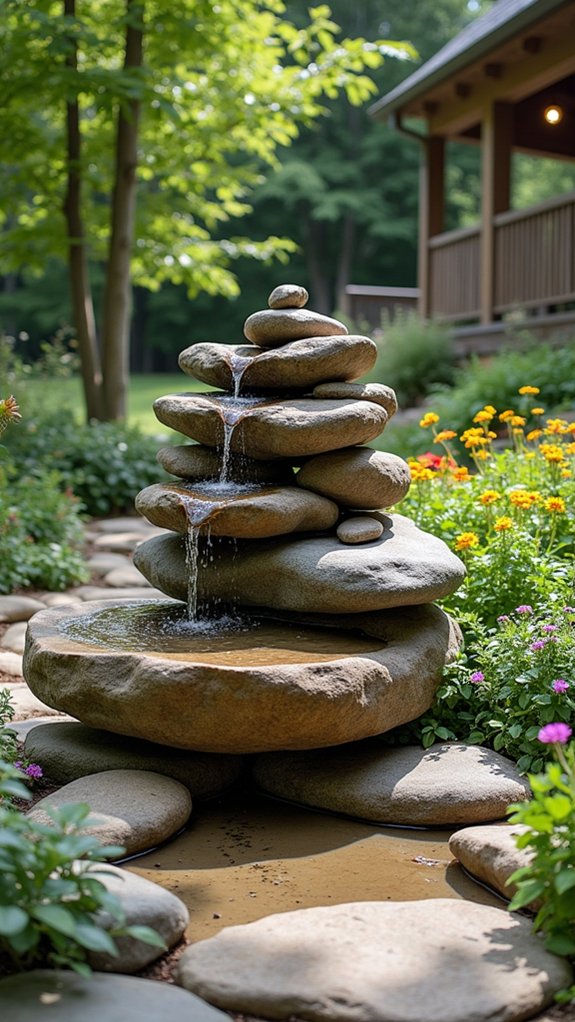 create serene rock fountain