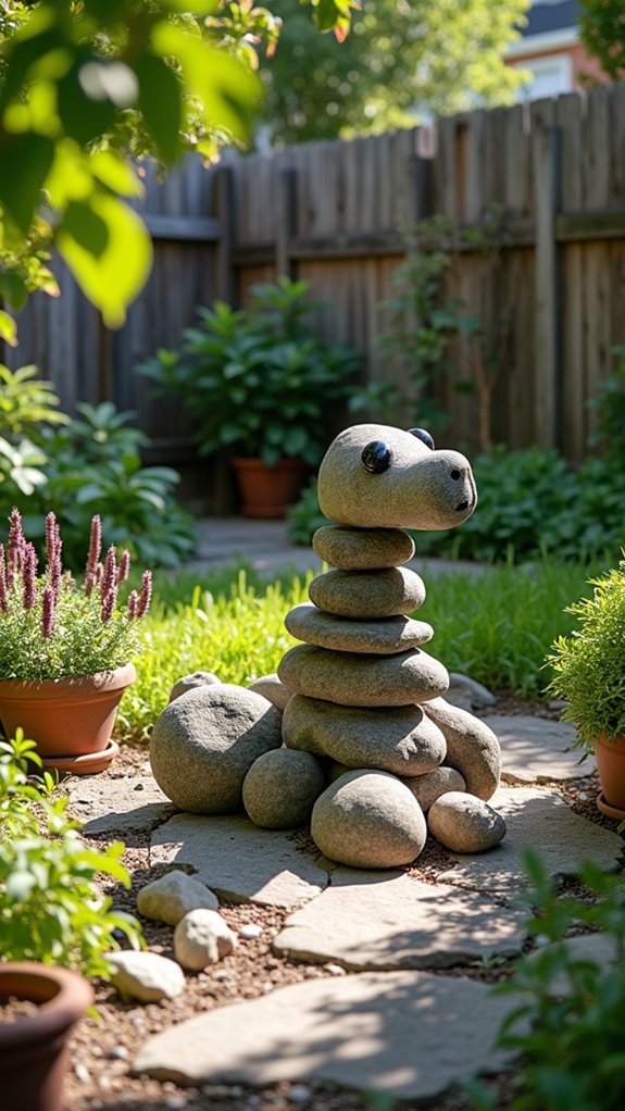 creative river rock sculpture