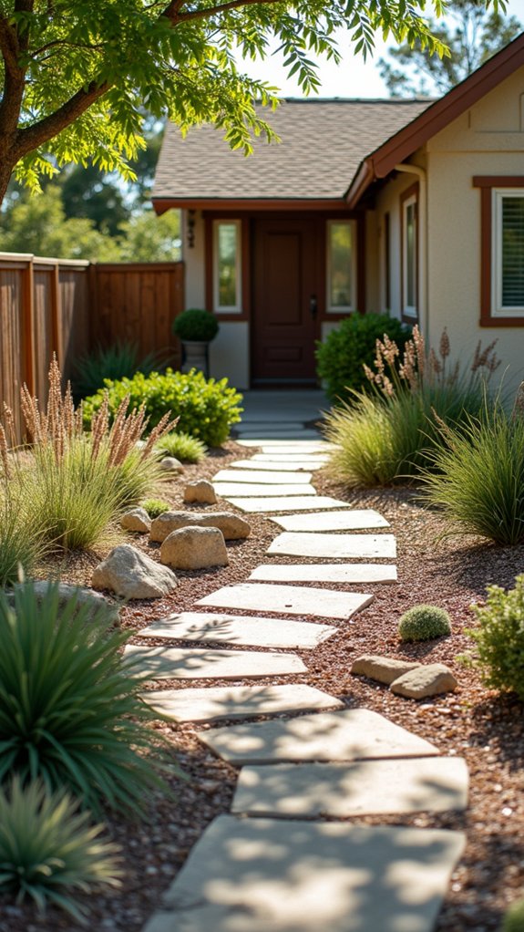 drought resistant river rock landscaping