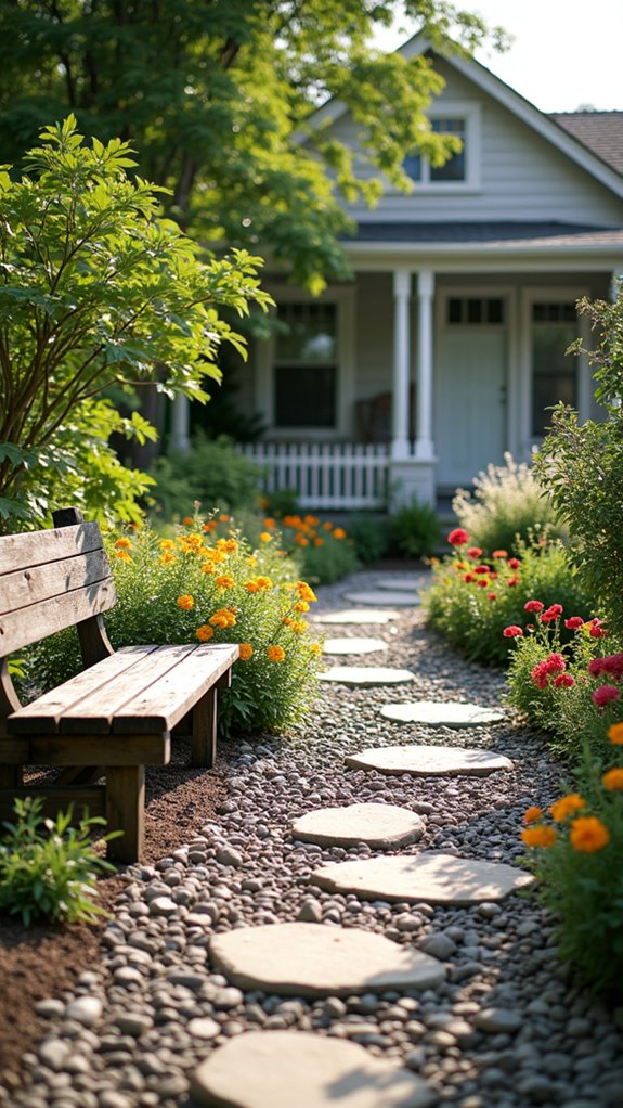 elegant garden rock mulching