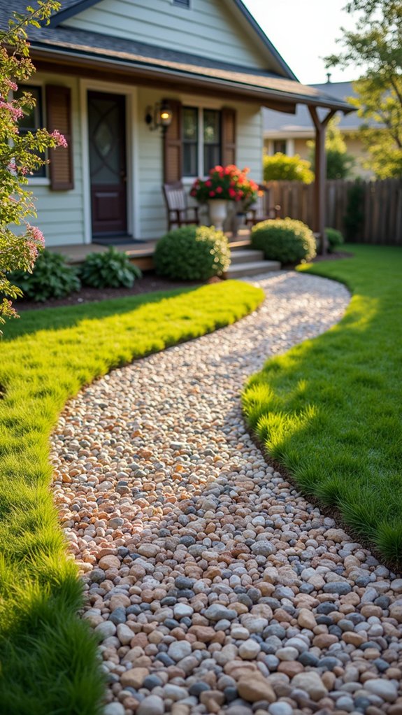 elegant river rock driveway