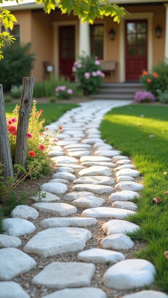 elegant white river rock edging