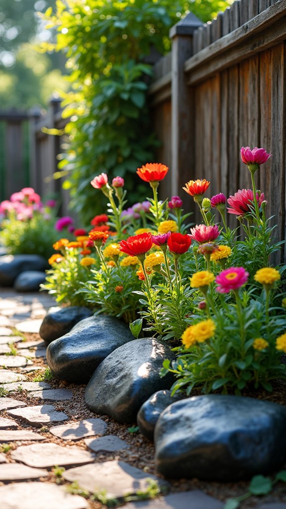 enhance garden with black rock