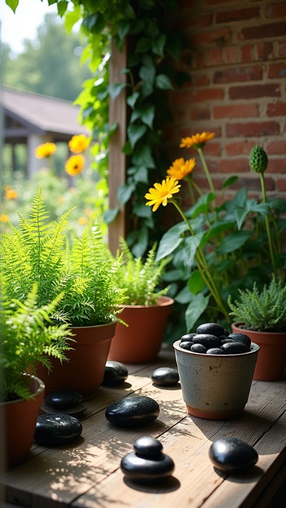 enhance plants with black river rock