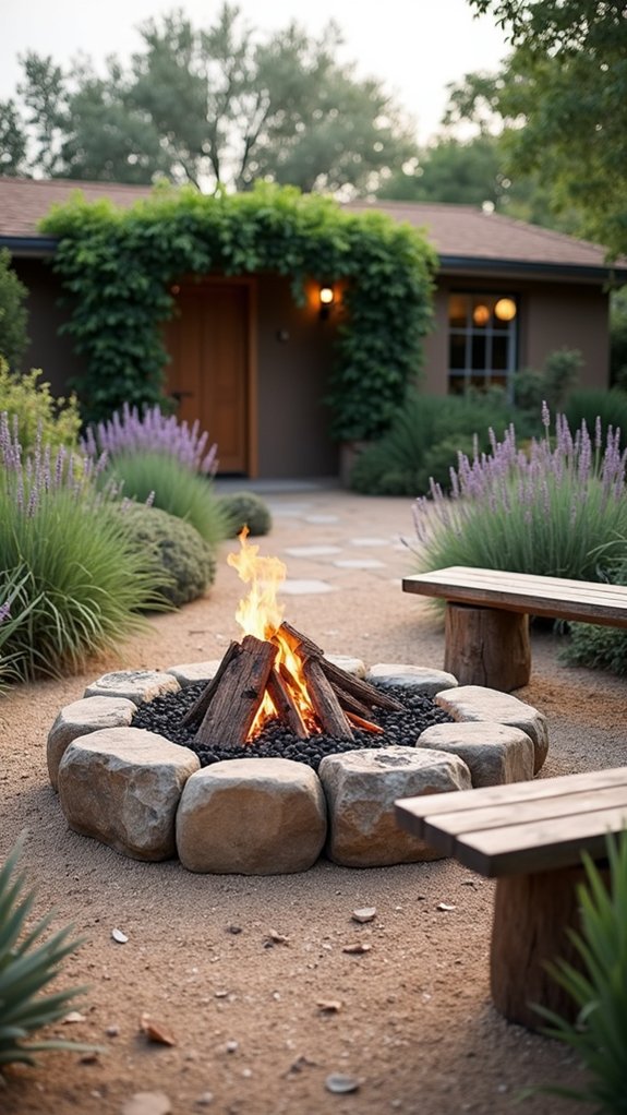 fire pit with river rock