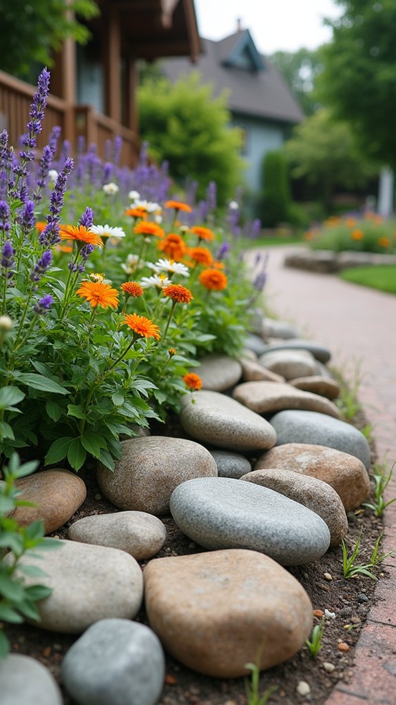 layered decorative river rock