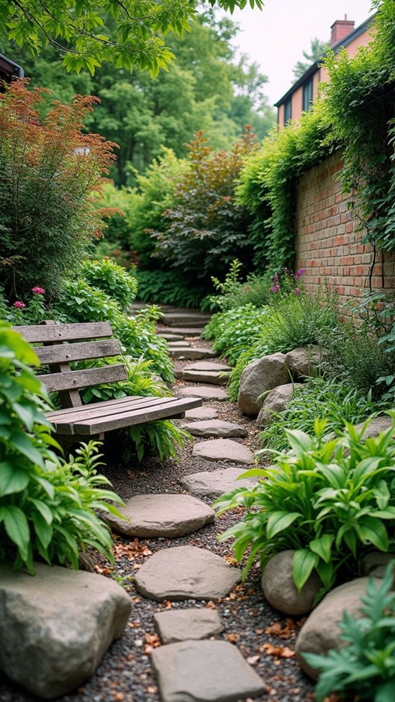 lush plants and stones