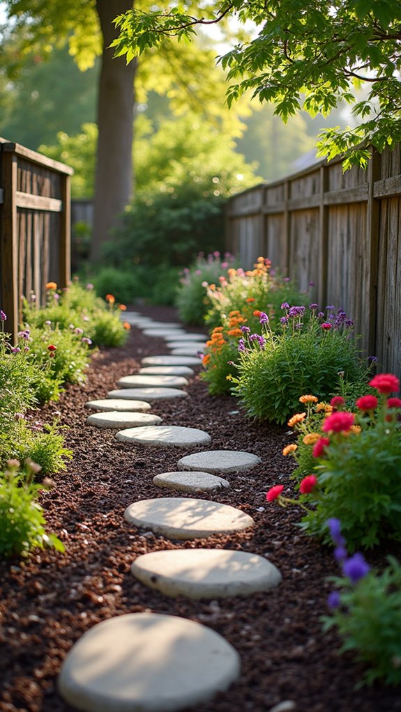 mulch beds define garden spaces