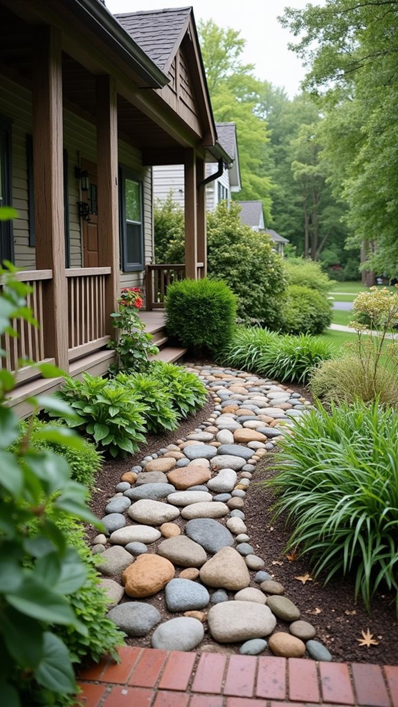 natural drainage with river rocks