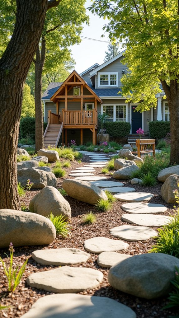natural playground with river rocks