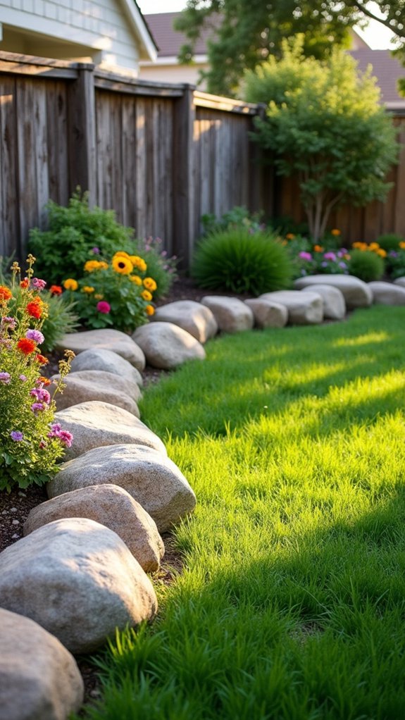 natural rock lawn borders
