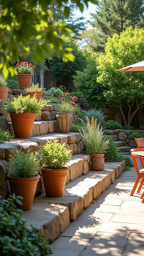 planters enhance river rock