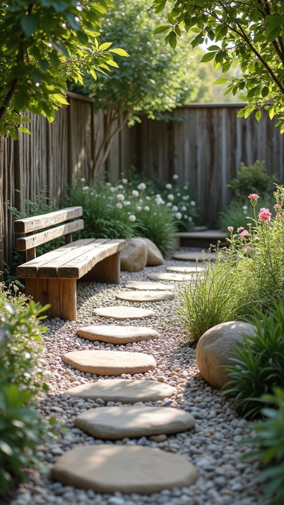 river rock and wood harmony