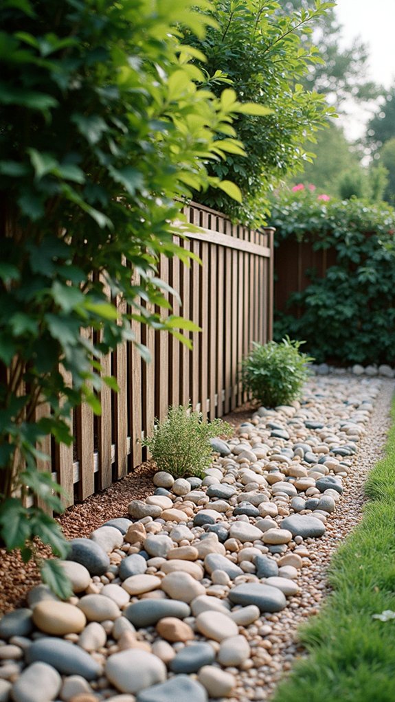 river rock decorative fencing
