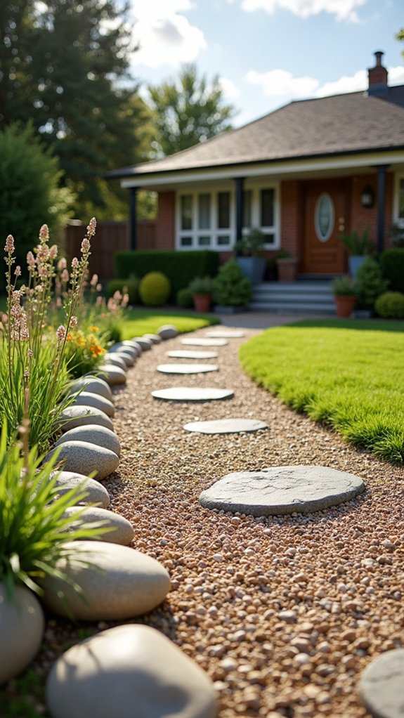 river rock driveway accents