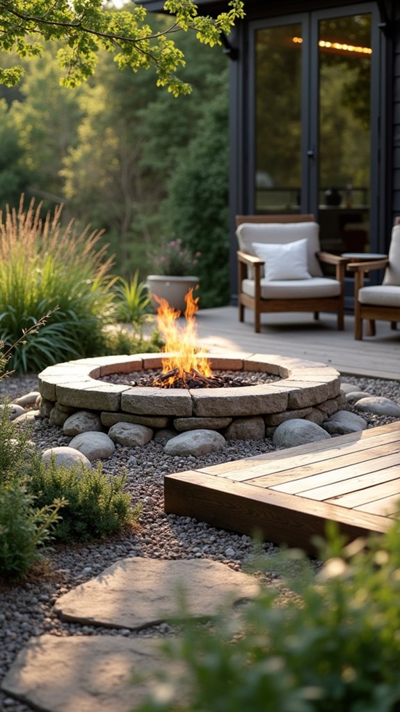 river rock fire pit
