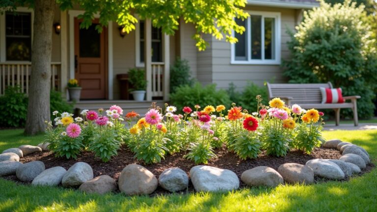 river rock flower bed designs