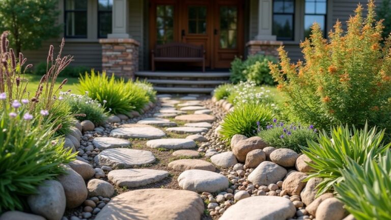 river rock front yard landscaping