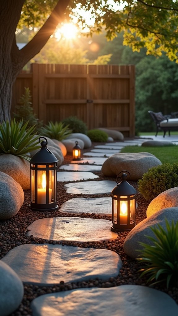 river rock outdoor lighting