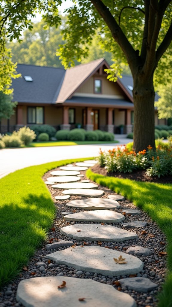 river rock pathway installation