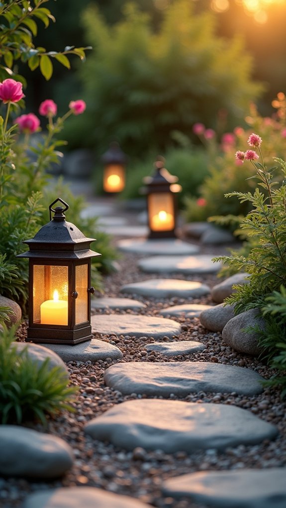 river rock pathway lighting