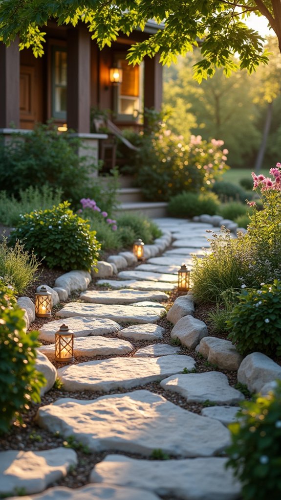 river rock pathway lighting