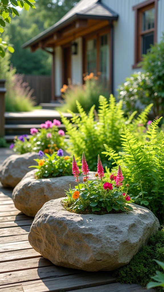 river rock planter creation