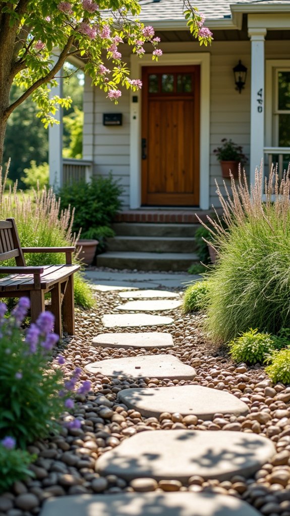 river rock planting beds
