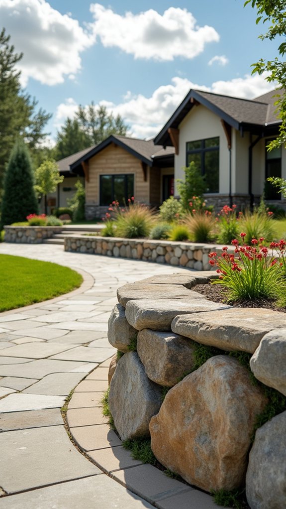 river rock retaining wall