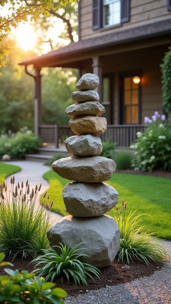 river rock sculpture creation
