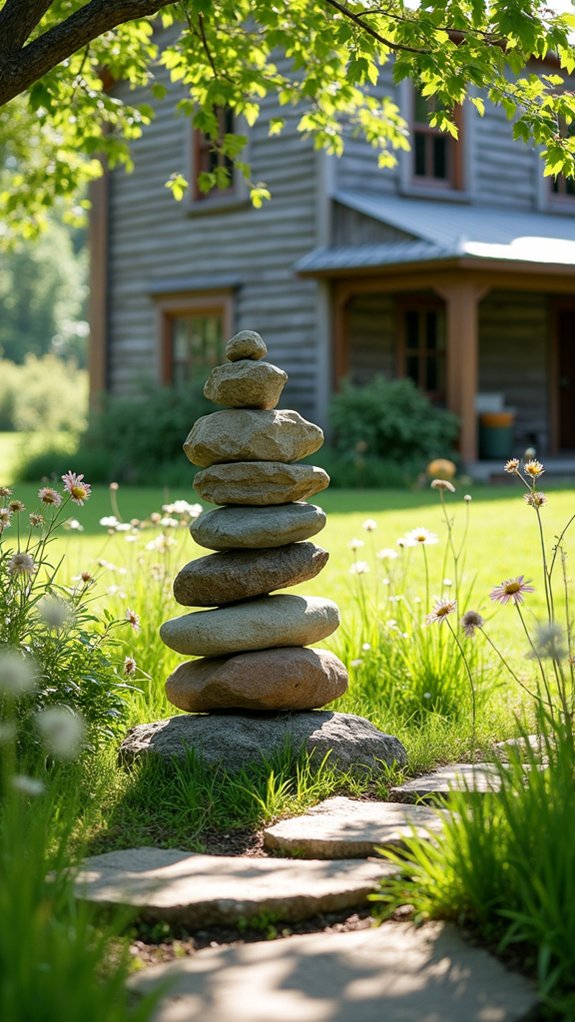 river rock sculpture creation