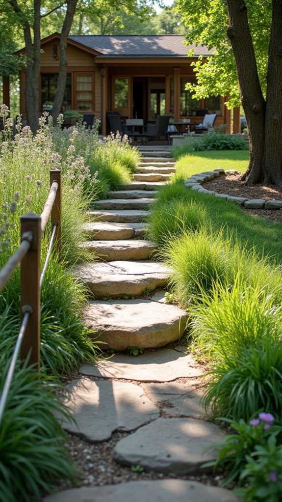 river rock step installation