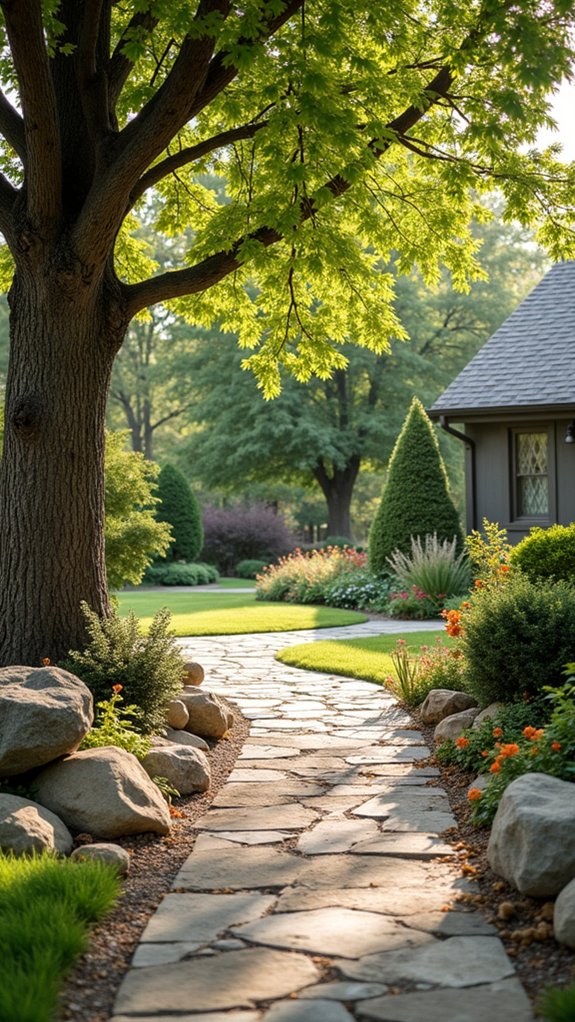 river rock tree framing