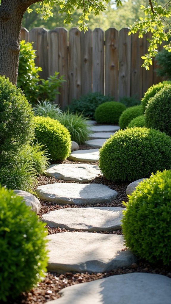 river rocks and bushes