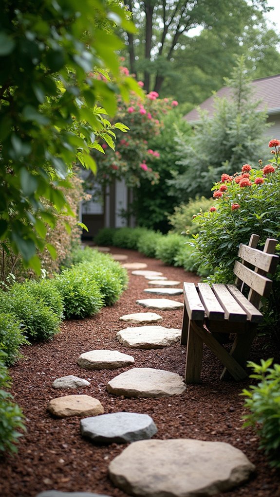 river rocks and mulch