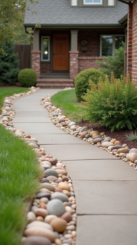 river rocks enhance driveways