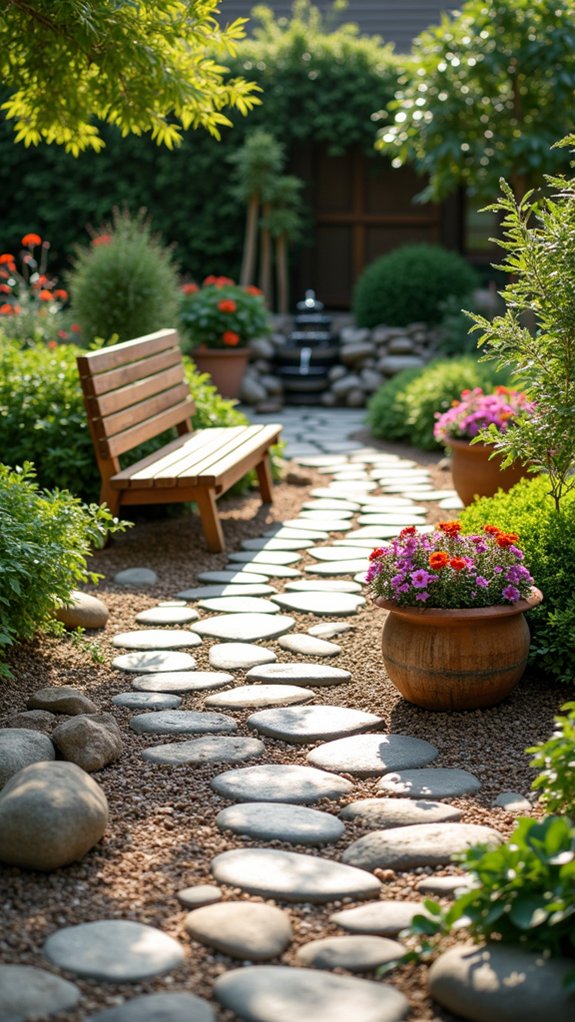 river rocks enhance garden design
